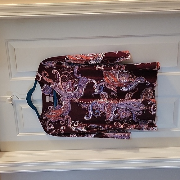Chico's Tops - Chicos burgandy paisley print 3/4 sleeve small